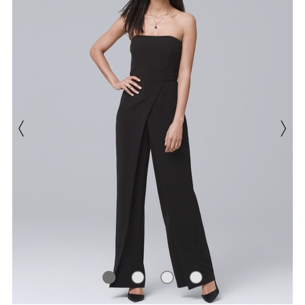 CONVERTIBLE BLACK STRAPLESS SPLIT-LEG JUMPSUIT